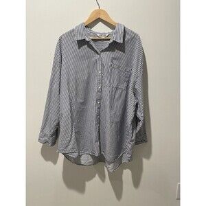 Old‎ Navy Women’s Boyfriend Shirt Button Up Down Blue Stripe Size XXL